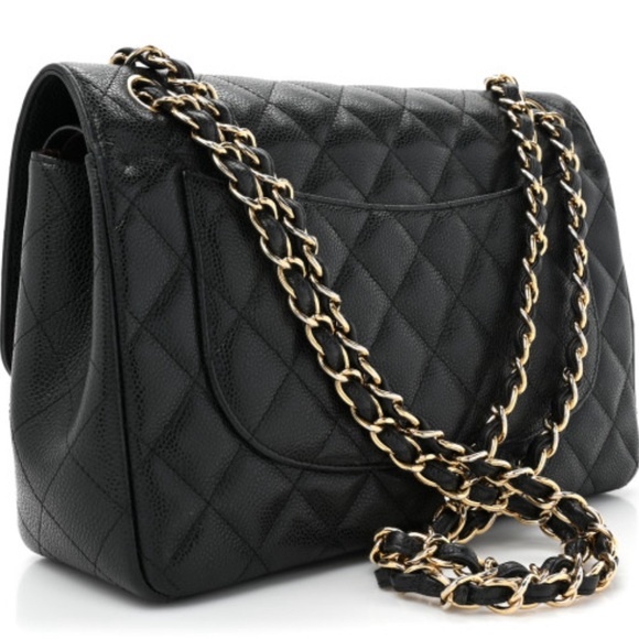 CHANEL Classic Double Flap Bag Quilted Caviar Jumbo Black - Picture 5 of 14